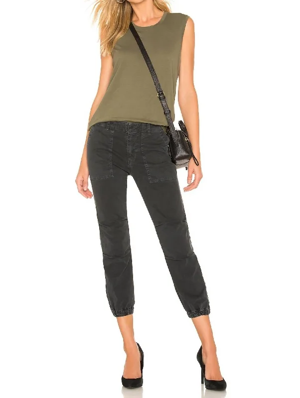 Cropped Military Pants In Carbon