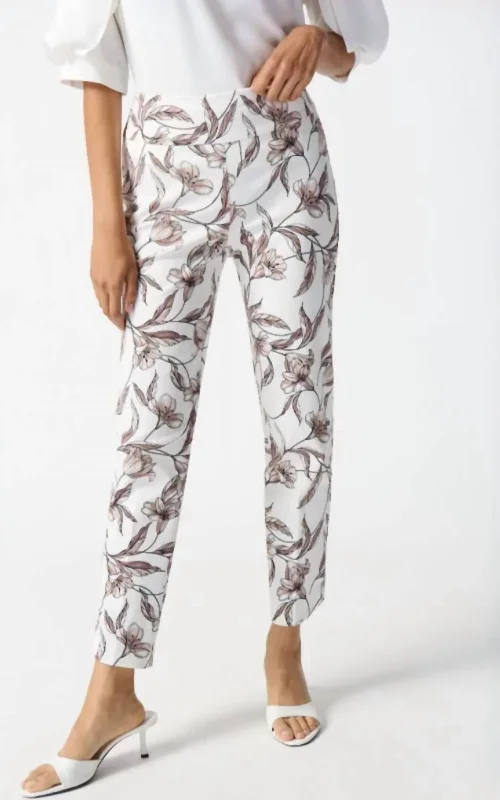 Floral Print Crop Pants In Vanilla Multi