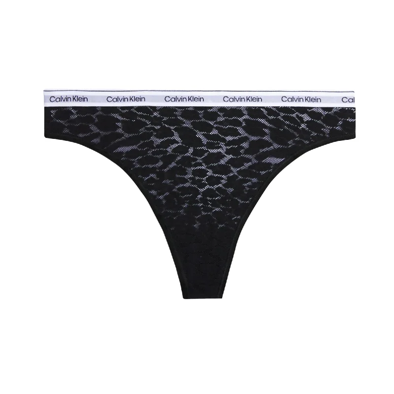 Calvin Klein Modern Logo With Lace Thong - Black