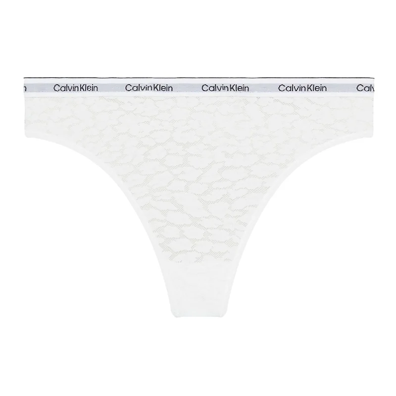 Calvin Klein Modern Logo With Lace Thong - White