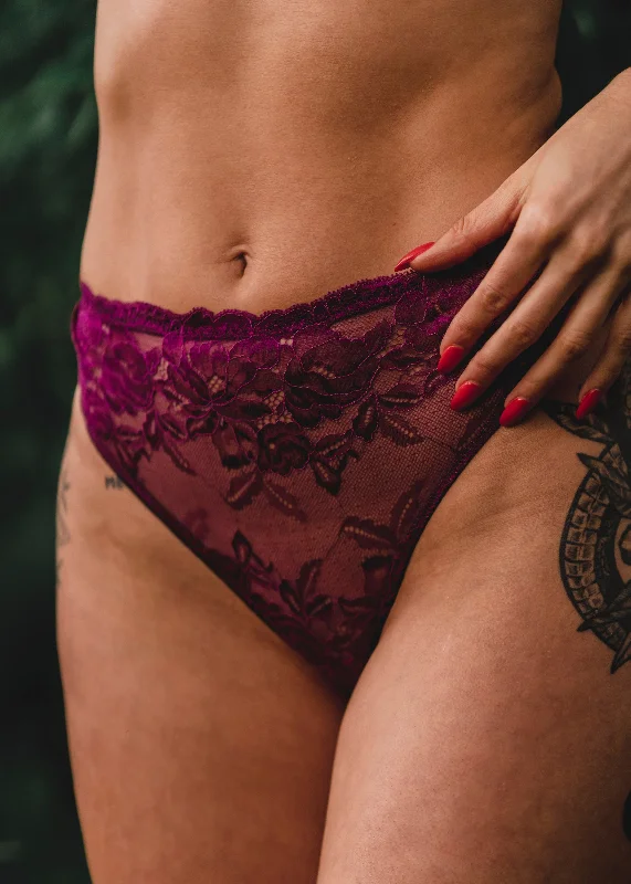 "Sangria" purple thong panties