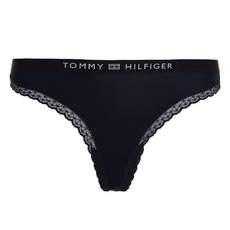 Tommy Hilfiger Logo Lace Trim Thong - Desert Sky