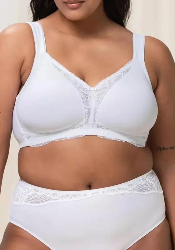 Triumph Modern Lace + Cotton Non Wired Bra, White