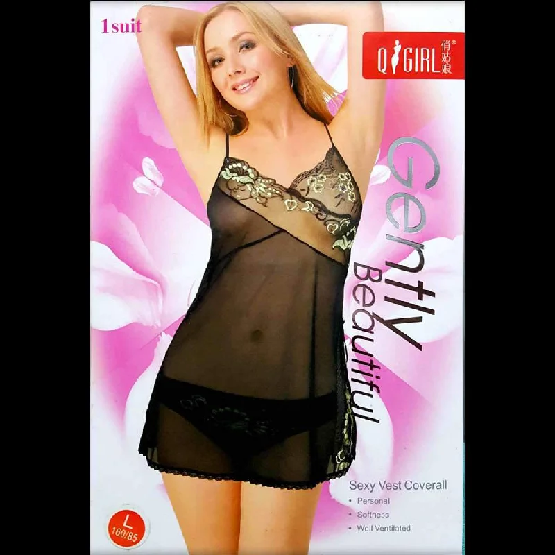 Black Transparent See Through Short Nighty - Q Girl