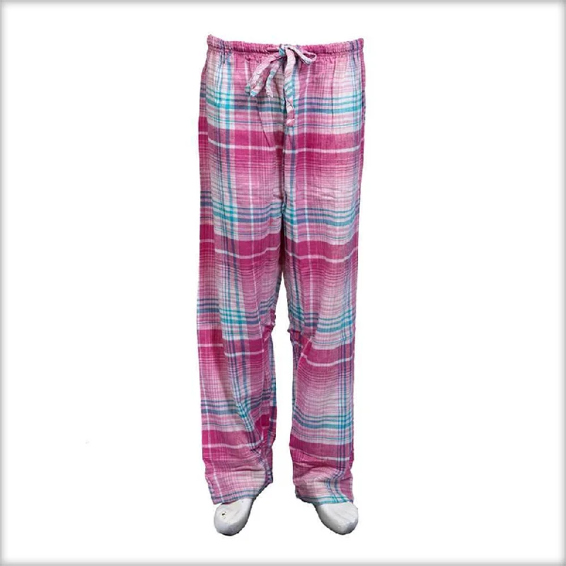 Pink & Sky Blue Checkered Pajama For Women