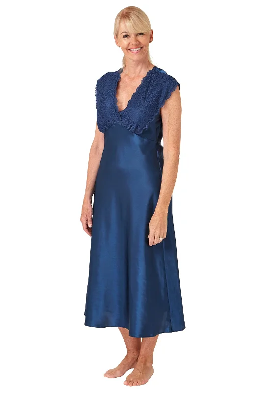 Marlon Lace Neckline Nightdress, Ocean Blue