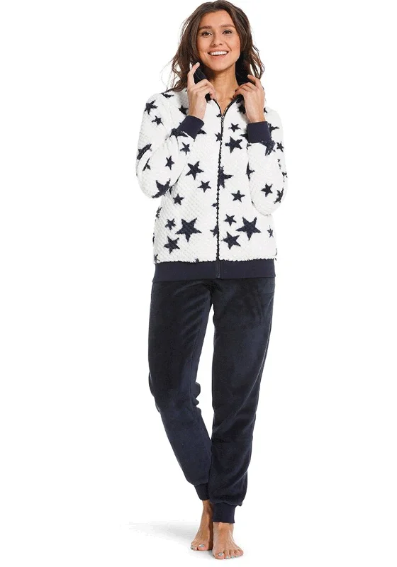 Rebelle Fluffy Star Zip Pyjama Set, White