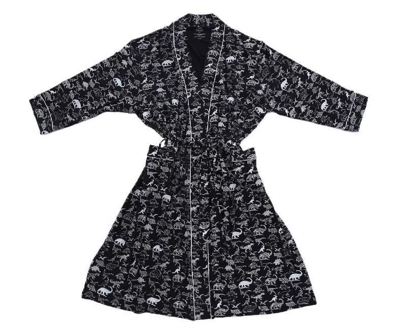 Midnight Dino Women's Bamboo Robe